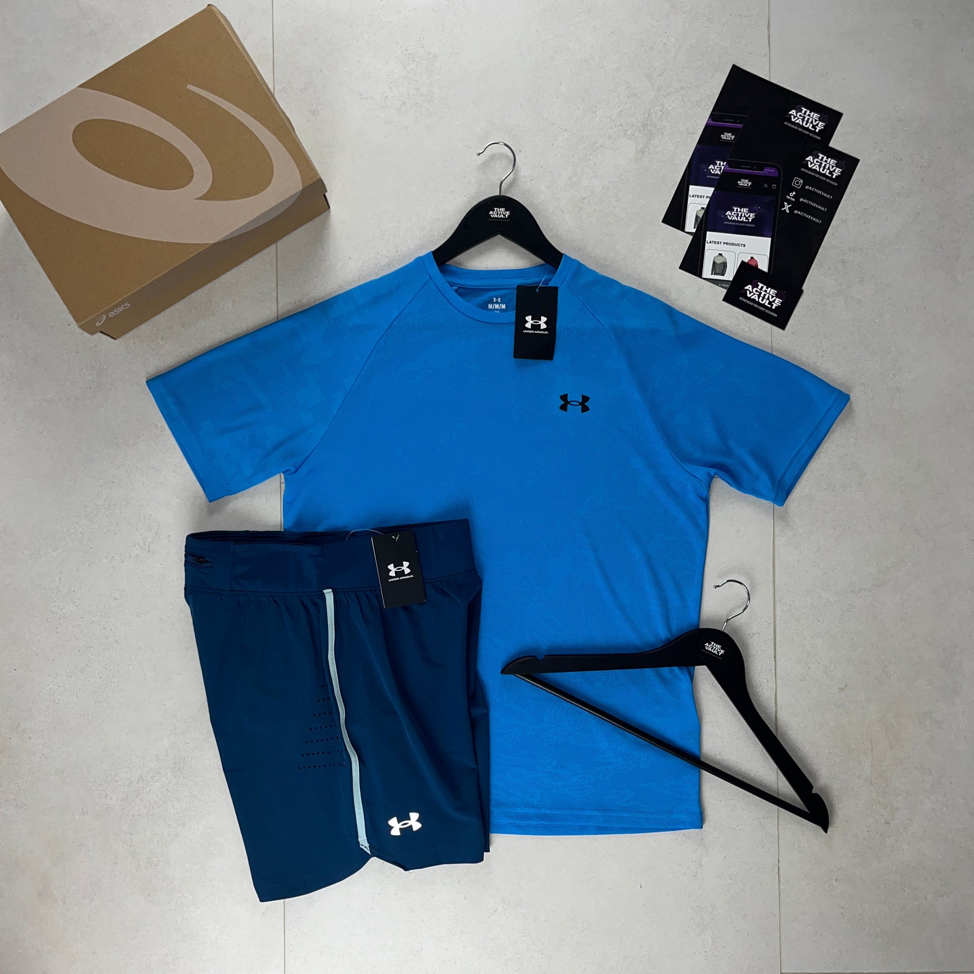 Under Armour Velocity Jacquard Camo T-Shirt and Speedpocket Shorts Set - Ether Blue / Blue