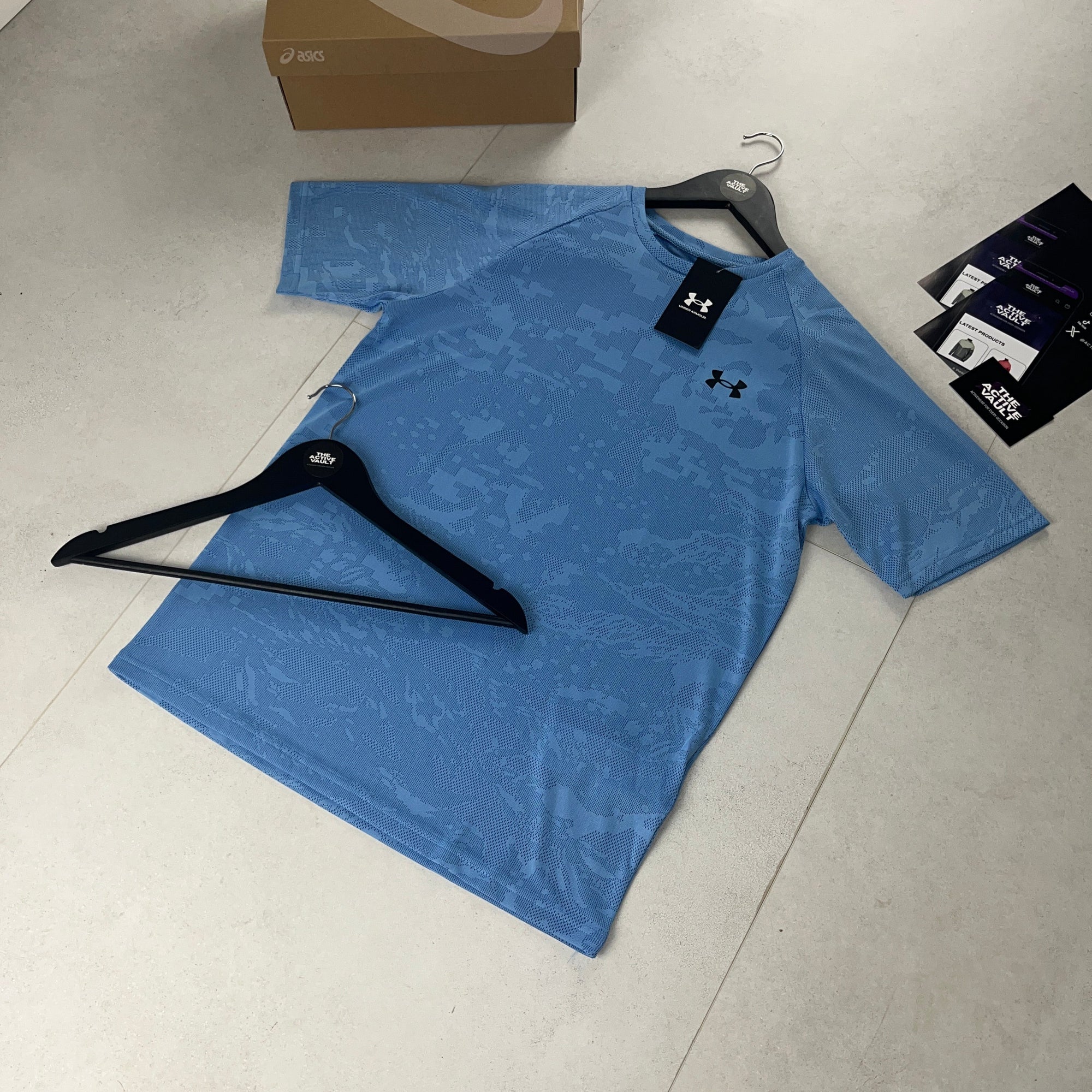 Under Armour Tech Velocity Jacquard Camo T-Shirt - Clear Blue