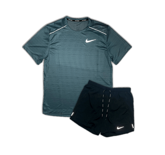 Nike 1.0 Miler and Flex Stride Shorts Set - Ash Green/Black