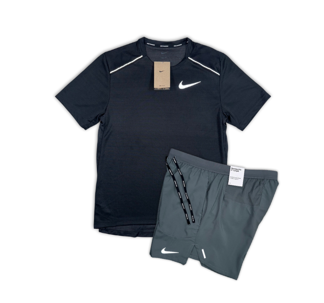 Nike 1.0 Miler and Flex Stride Shorts Set - Black/Smoke Grey - Active Vault