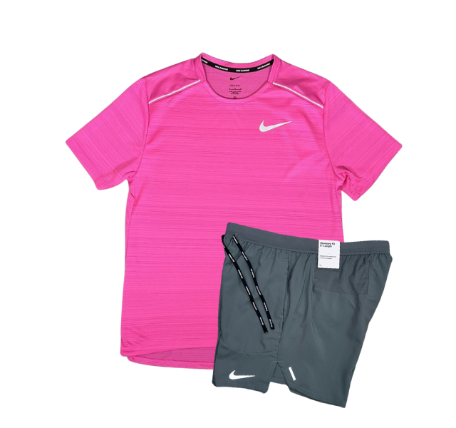 Nike 1.0 Miler and Flex Stride Shorts Set - Hot Pink/Smoke Grey - Active Vault