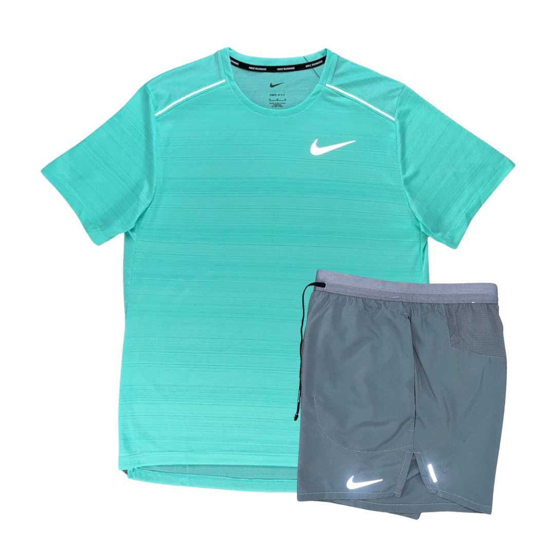 Nike 1.0 Miler and Flex Stride Shorts Set - Hyper Turquoise/Grey