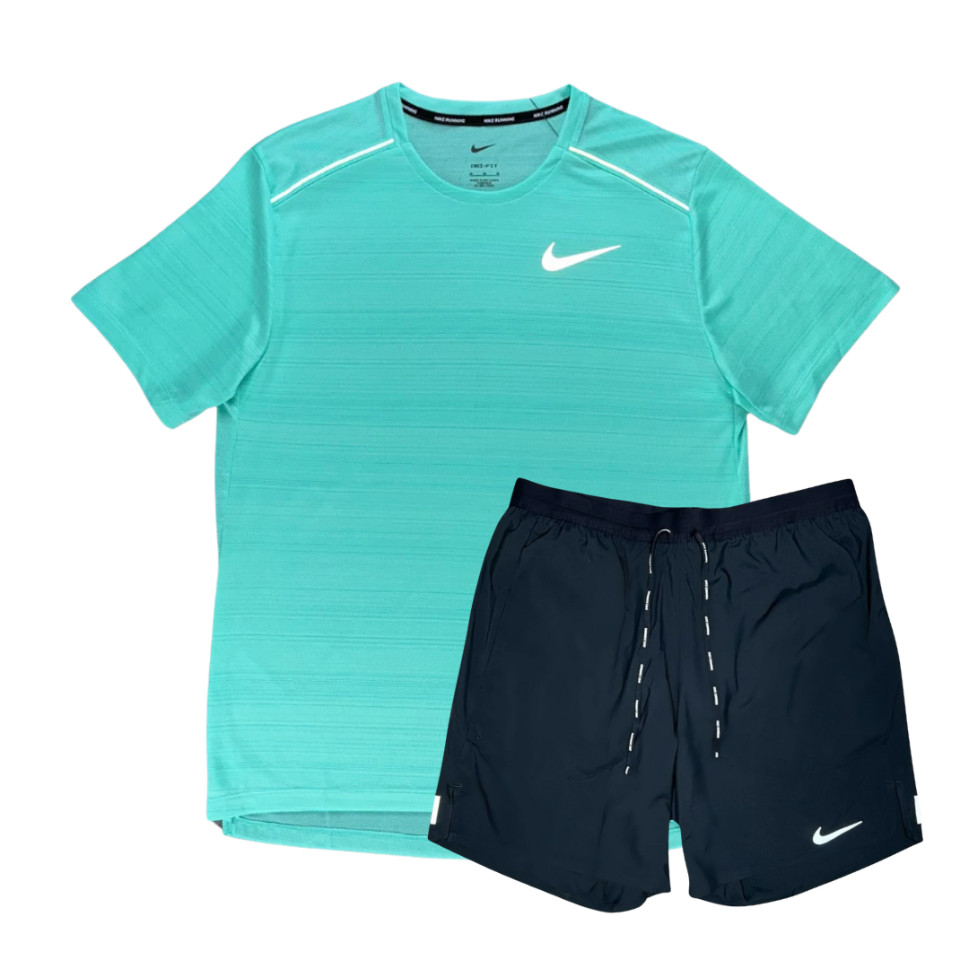 Nike 1.0 Miler and Flex Stride Shorts Set - Hyper Turquoise/Black