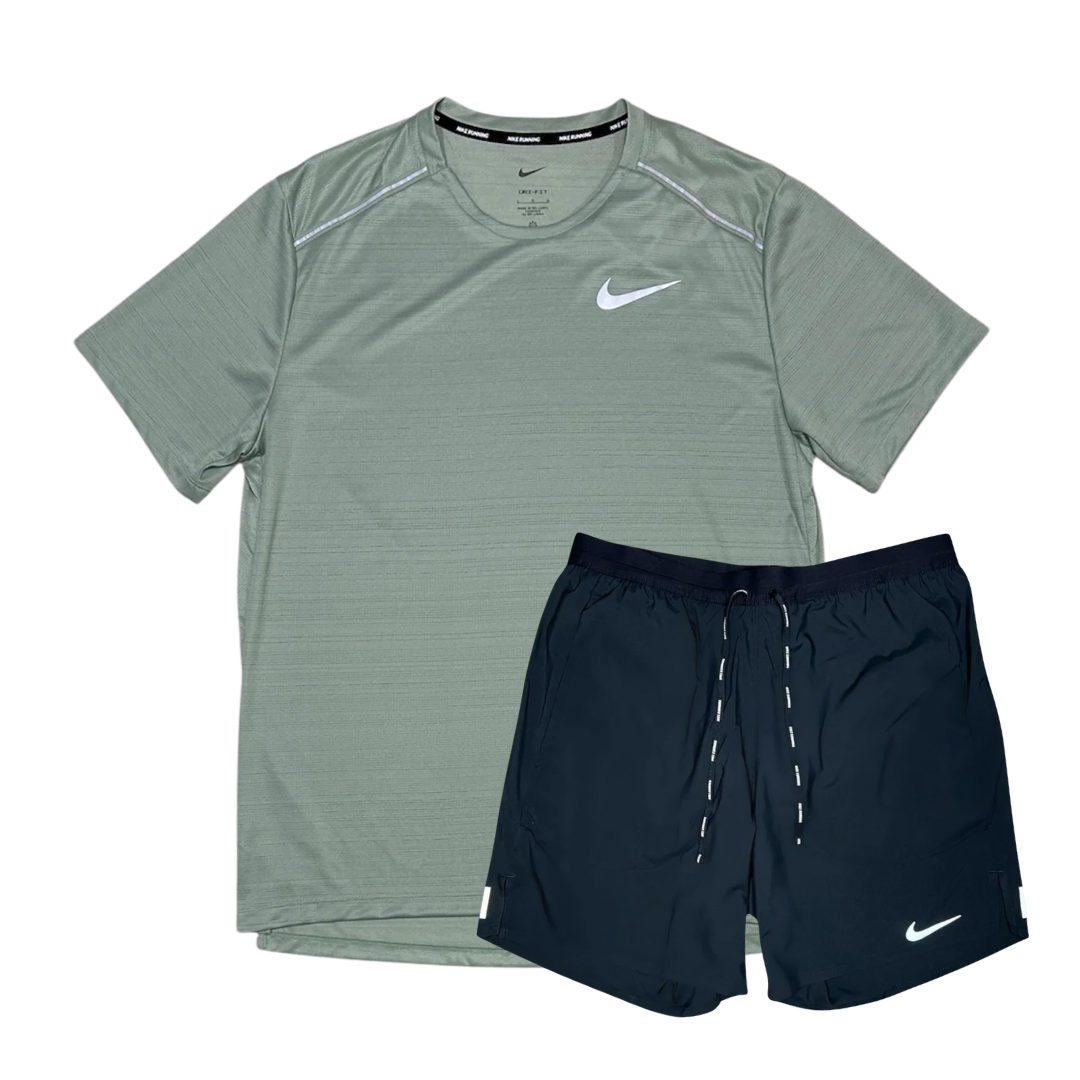 Nike 1.0 Miler and Flex Stride Shorts Set - Jade Horizon Green/Black