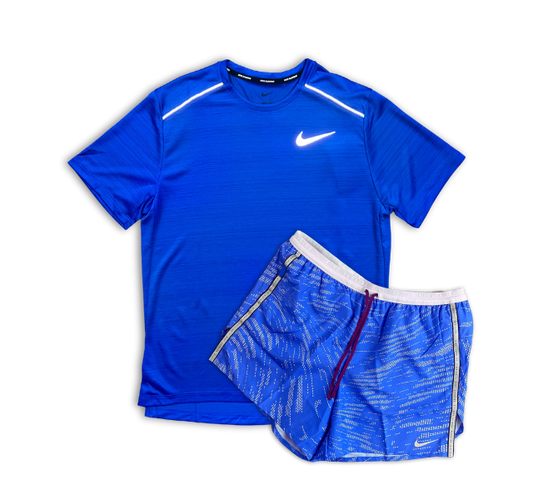 Nike Miler 1.0 T-Shirt and Brief Lined 5" Run Division Shorts Set - Royal Blue - Active Vault