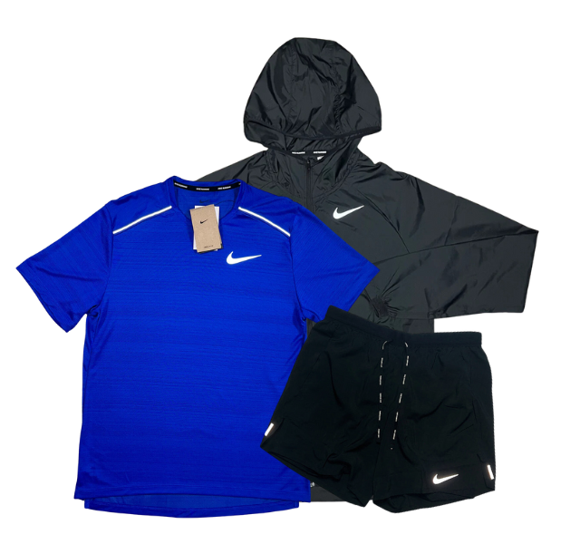 Nike Miler T-Shirt - Windbreaker - Flex Stride Shorts Outfit - Royal Blue/Black - Active Vault
