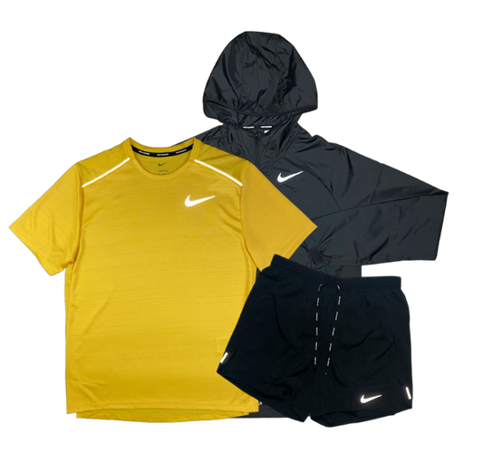 Nike Miler T-Shirt - Windbreaker - Flex Stride Shorts Outfit - Yellow/Black - Active Vault
