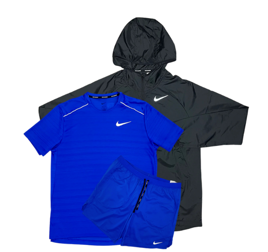 Nike Miler T-Shirt - Windbreaker - Flex Stride Shorts Outfit - Royal Blue/Black - Active Vault