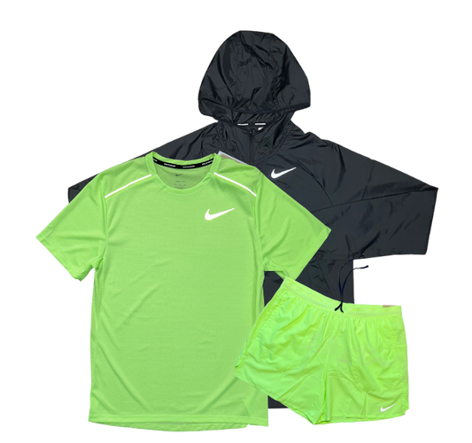 Nike Miler T-Shirt - Windbreaker - Flex Stride Shorts Outfit - Ghost Green/Black - Active Vault