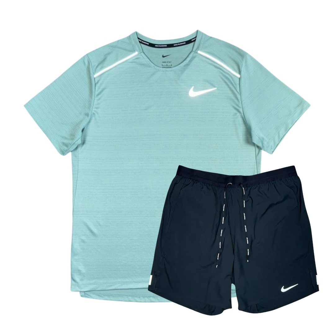 Nike 1.0 Miler and Flex Stride Shorts Set - Mineral Green/Black
