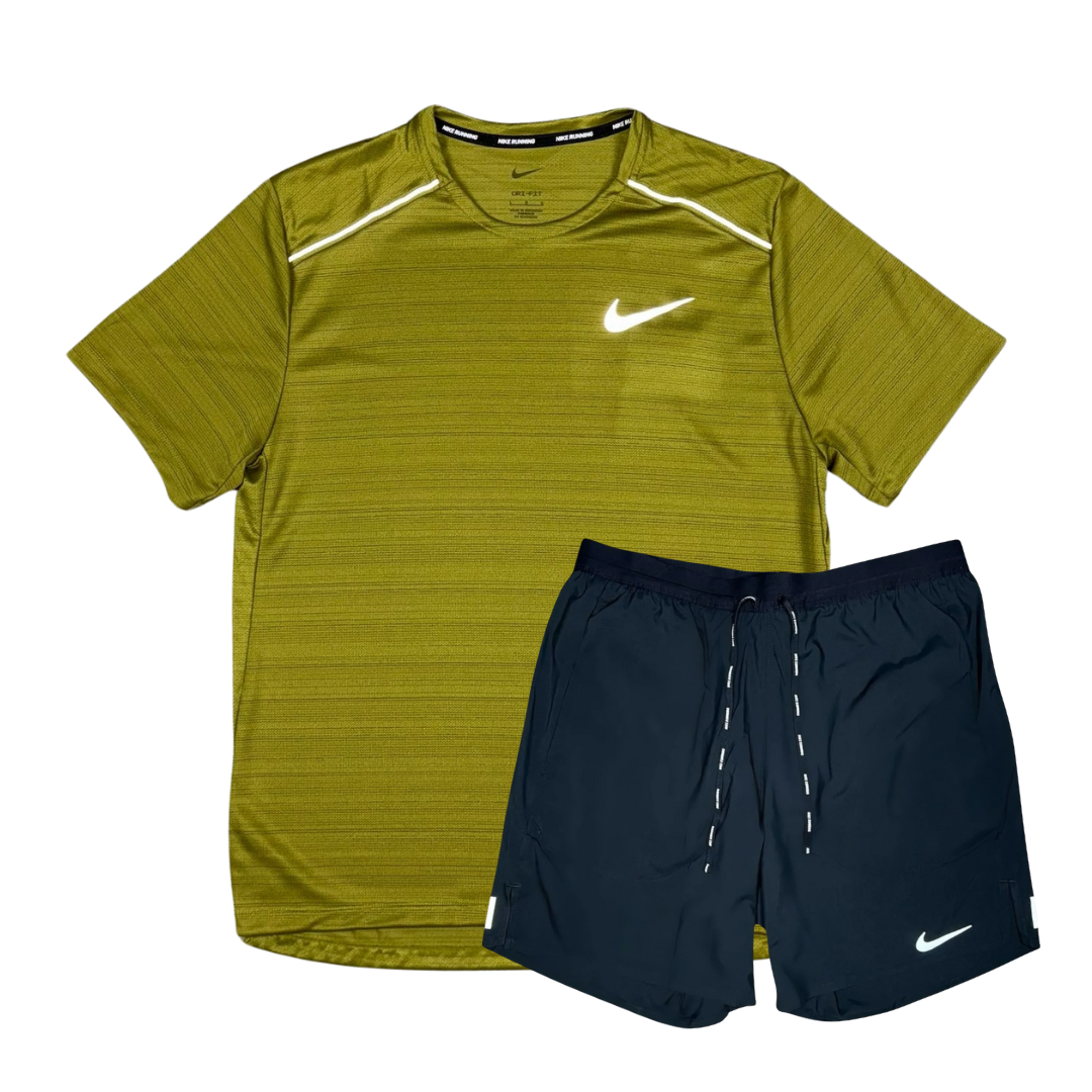 Nike 1.0 Miler and Flex Stride Shorts Set - Pacific Moss/Black