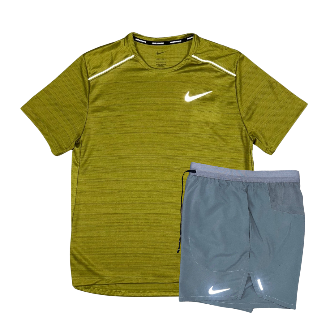 Nike 1.0 Miler and Flex Stride Shorts Set - Pacific Moss/Grey