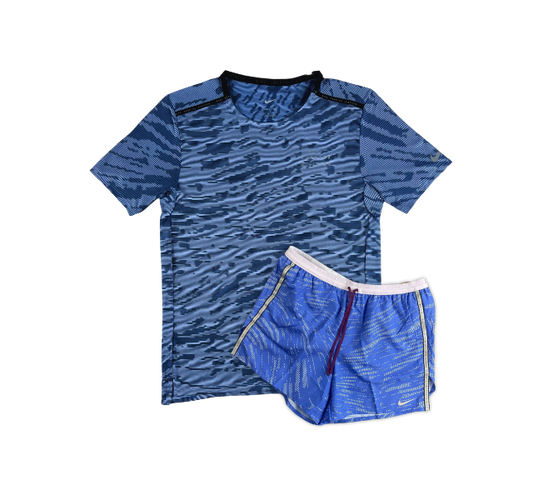Nike Run Division T-Shirt and Shorts Set - Blue/Blue - Active Vault