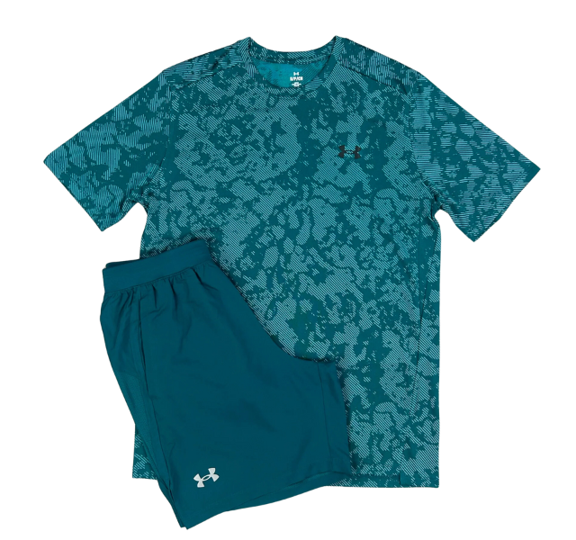 Under Armour Tech Vent Geode T-Shirt and Launch 7 Inch Shorts Set - Hydro Teal - Active Vault