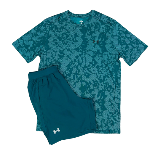 Under Armour Tech Vent Geode T-Shirt and Launch 7 Inch Shorts Set - Hydro Teal