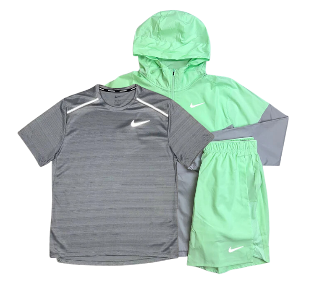 Nike Miler T-Shirt - Windrunner - Challenger Shorts Outfit - Vapour Green/Grey - Active Vault