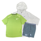Nike Miler T-Shirt - Windrunner - Flex Stride Shorts Outfit - Vivid Green/White/Grey