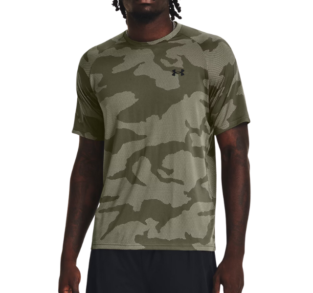 Under Armour Tech Velocity Jacquard Camo T-Shirt and Speedpocket 5 Inch Shorts Set - Marine Green/Grey - Active Vault