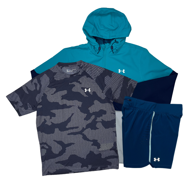 Under Armour Velocity Jacquard T-Shirt - Windrunner - Speedpocket Shorts Outfit - Navy/Blue - Active Vault