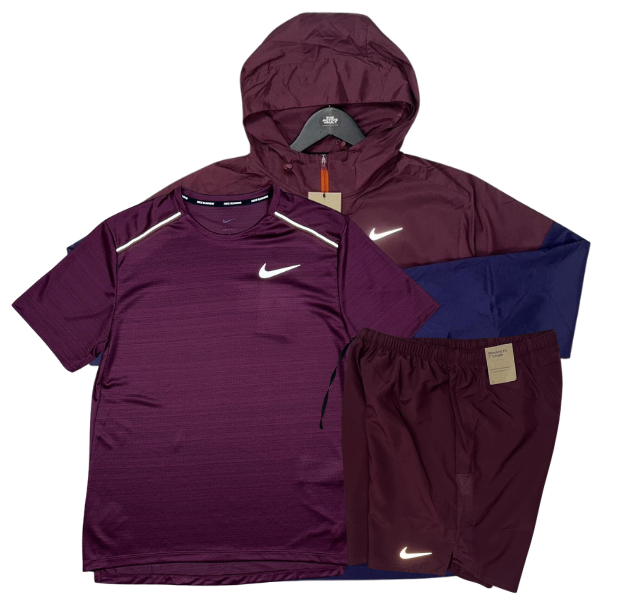 Nike Miler T-Shirt - Windrunner - Challenger Shorts Outfit - Night Maroon