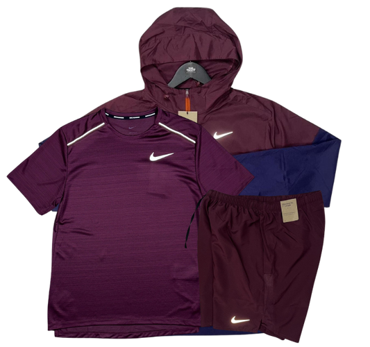 Nike Miler T-Shirt - Windrunner - Challenger Shorts Outfit - Night Maroon