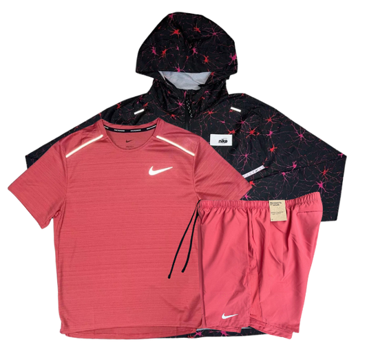 Nike Miler T-Shirt - D.Y.E Windrunner - Challenger Shorts Outfit - Adobe/Black