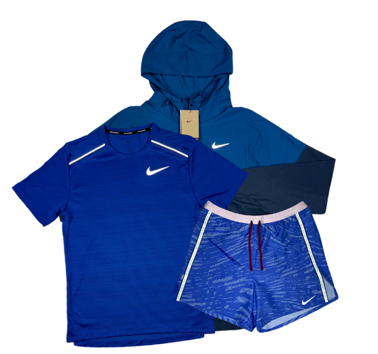 Nike Miler T-Shirt - Windrunner - Run Division Flex Stride Shorts Outfit - Court Blue/Royal Blue