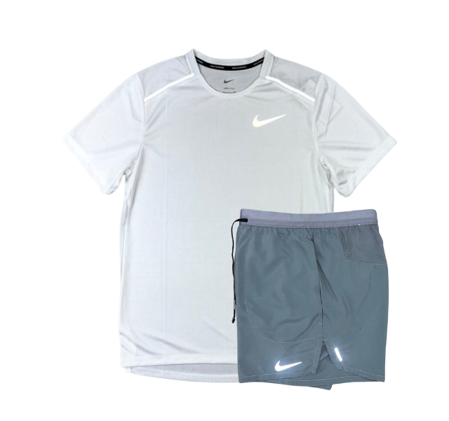 Nike 1.0 Miler and Flex Stride Shorts Set - White/Grey