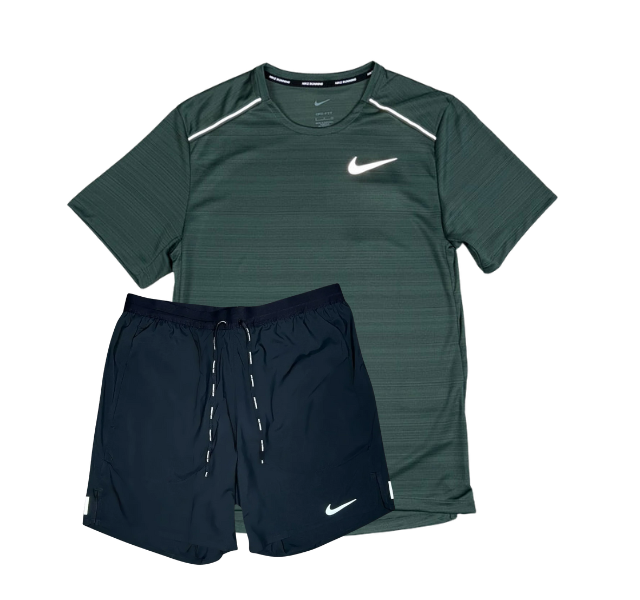 Nike 1.0 Miler and Flex Stride Shorts Set - Vintage Green/Black