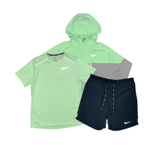 Nike Miler T-Shirt - Windrunner - Flex Stride Shorts Outfit - Vapour Green/Black