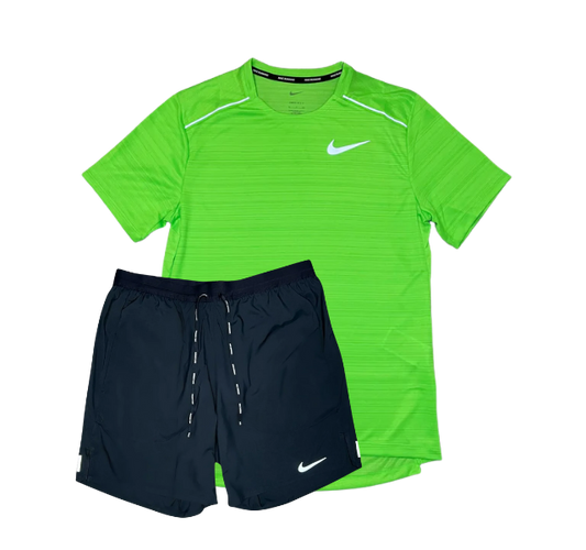 Nike 1.0 Miler and Flex Stride Shorts Set - Green Strike/Black