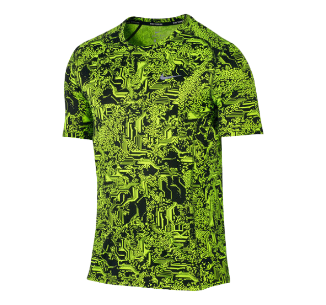 Nike Dri Fit Miler T-Shirt - Neon Yellow/Black Digital Camo (Old Season)