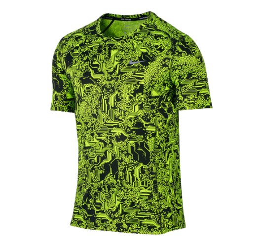 Nike Dri Fit Miler T-Shirt - Neon Yellow/Black Digital Camo (Old Season)