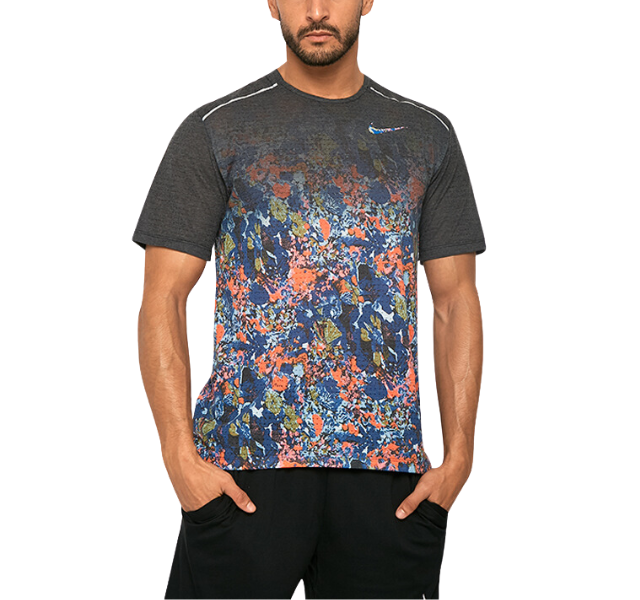 Nike Floral Breathe Miler 1.0 T-Shirt - Grey/Floral Print - Active Vault