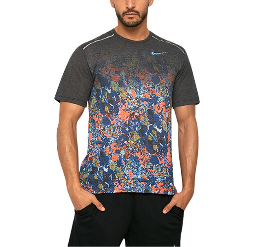 Nike Floral Breathe Miler 1.0 T-Shirt - Grey/Floral Print - Active Vault