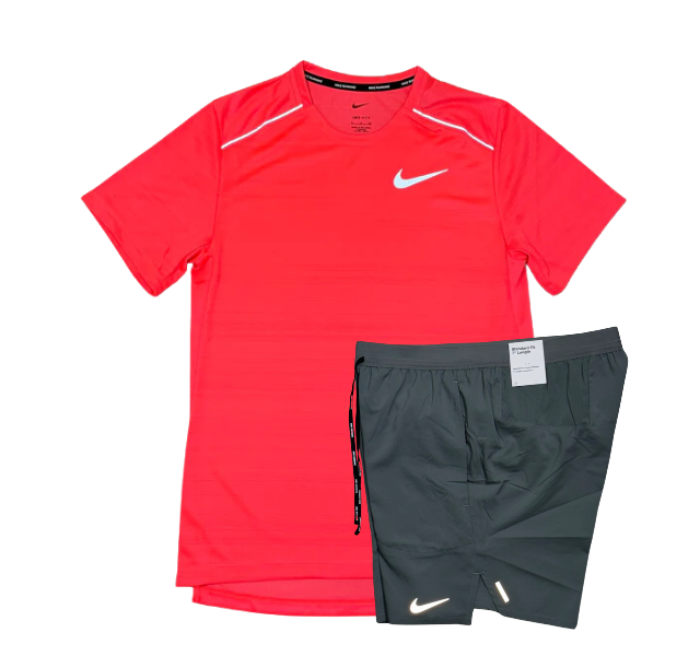 Nike 1.0 Miler and Flex Stride Shorts Set - Hot Punch/Grey