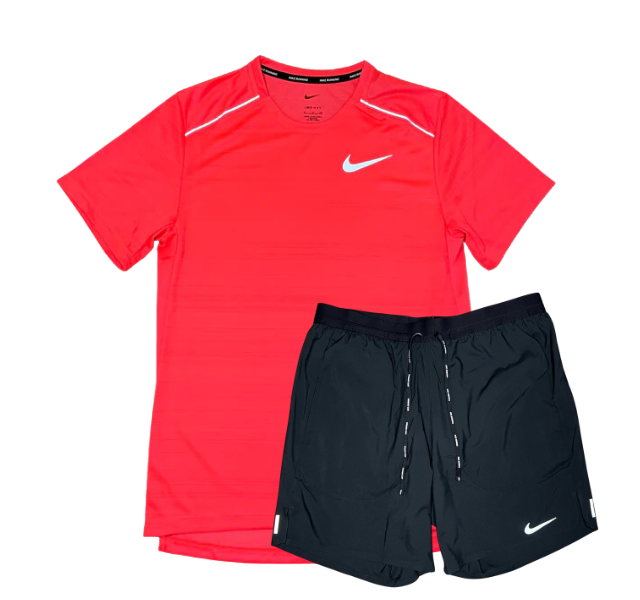Nike 1.0 Miler and Flex Stride Shorts Set - Hot Punch/Black