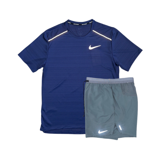 Nike 1.0 Miler and Flex Stride Shorts Set - Navy/Grey