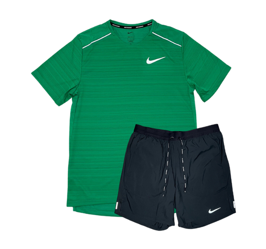 Nike 1.0 Miler and Flex Stride Shorts Set - Stadium Green/Black