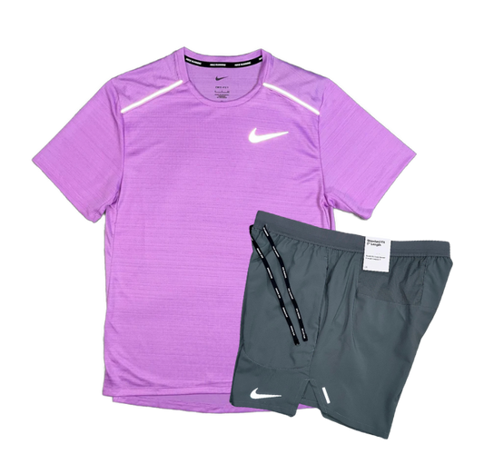 Nike 1.0 Miler and Flex Stride Shorts Set - Candy Pink/Smoke Grey - Active Vault