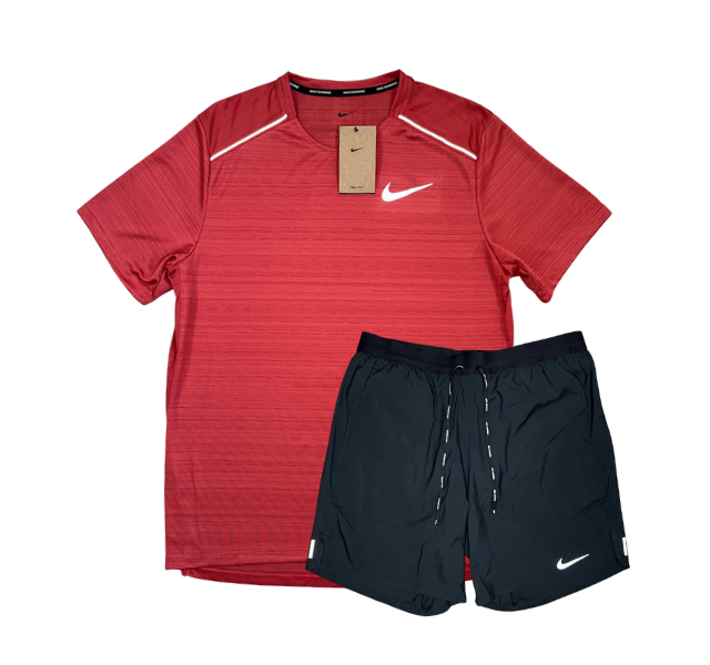 Nike 1.0 Miler and Flex Stride Shorts Set - Adobe Red/Black