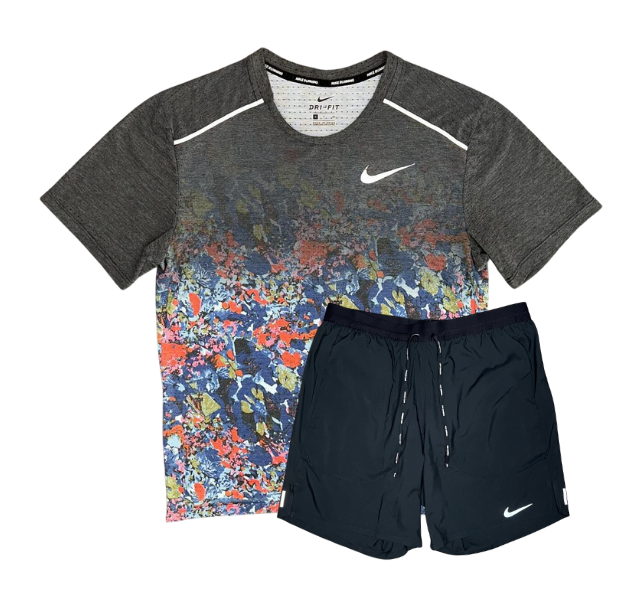 Nike Floral Breathe Miler and Flex Stride Shorts Set - Floral Print/Black - Active Vault