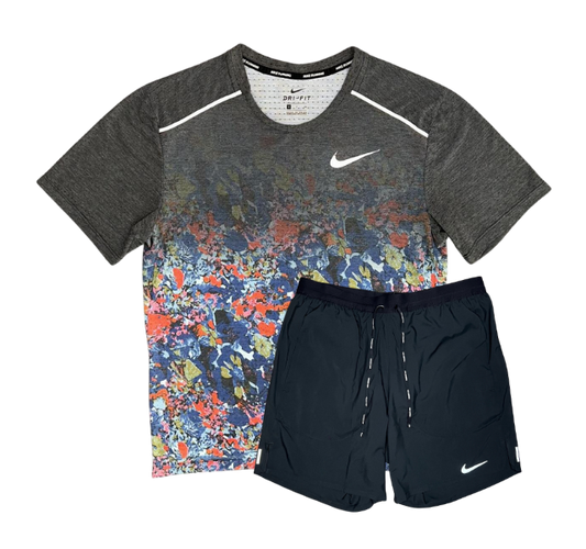 Nike Floral Breathe Miler and Flex Stride Shorts Set - Floral Print/Black