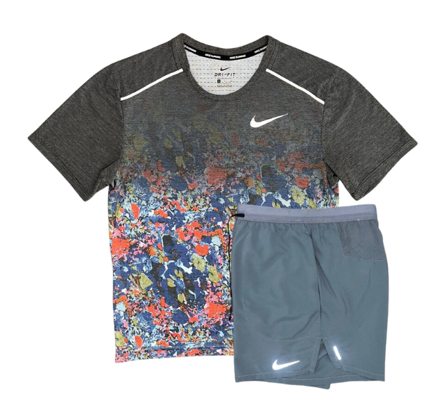 Nike Floral Breathe Miler and Flex Stride Shorts Set - Floral Print/Grey - Active Vault