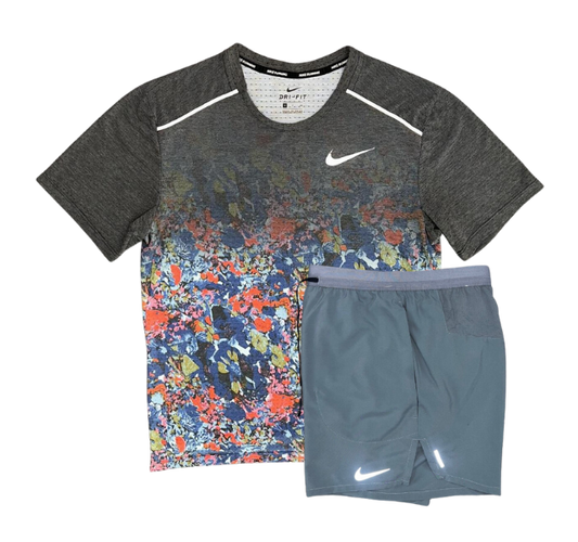 Nike Floral Breathe Miler and Flex Stride Shorts Set - Floral Print/Grey