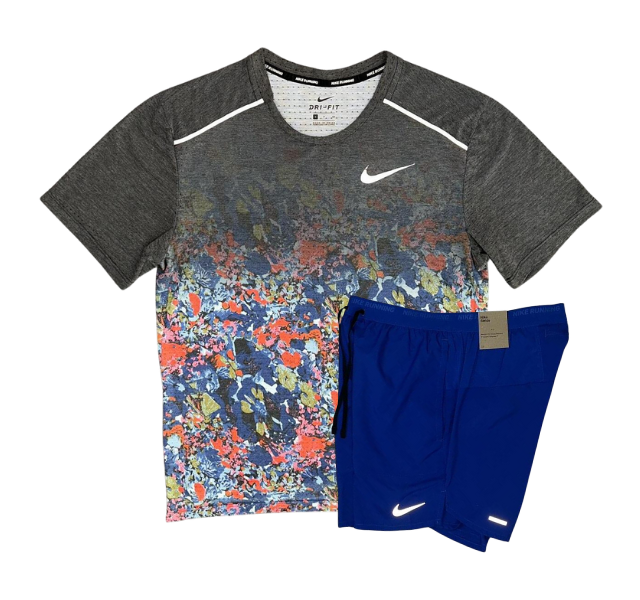 Nike Floral Breathe Miler and Flex Stride Shorts Set - Floral Print/Blue - Active Vault