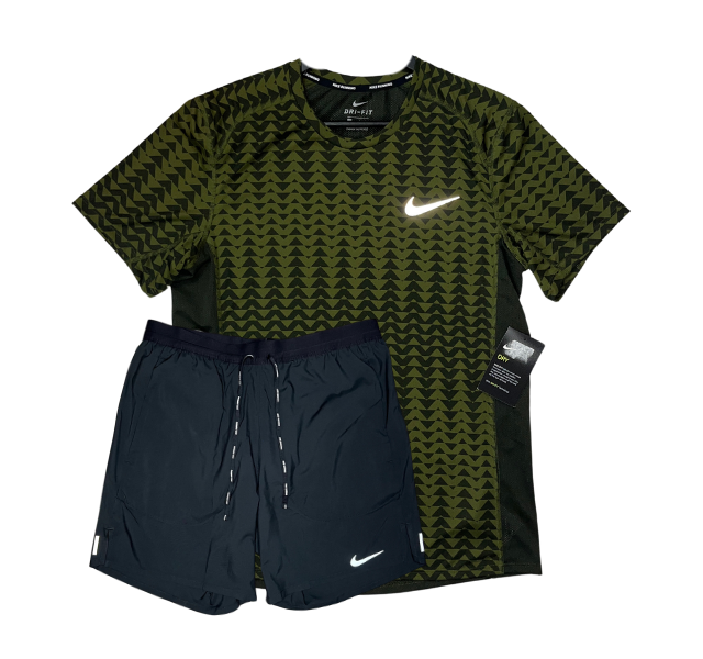 Nike High Noon Miler and Flex Stride Shorts Set - Khaki/Black - Active Vault