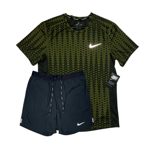 Nike High Noon Miler and Flex Stride Shorts Set - Khaki/Black