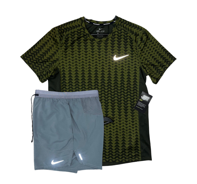 Nike High Noon Miler and Flex Stride Shorts Set - Khaki/Grey - Active Vault