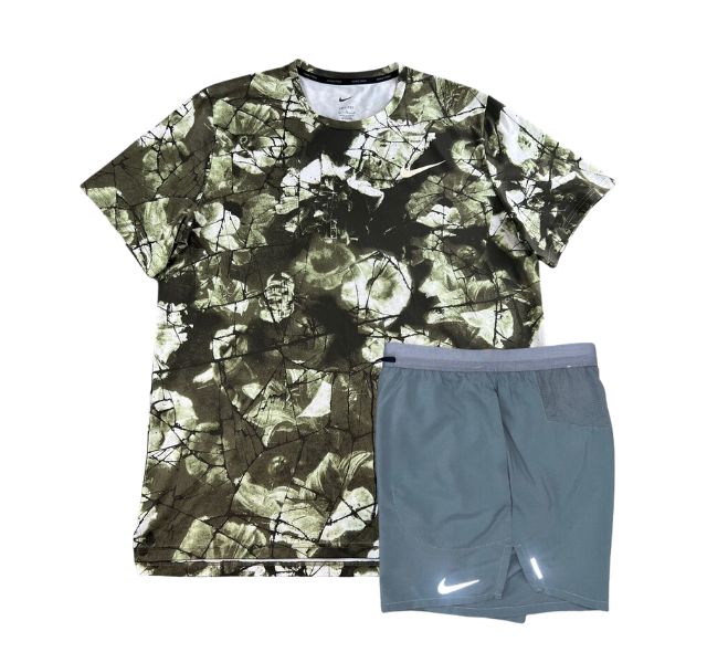 Nike HyperDry T-Shirt and Flex Stride Shorts Set - Green Camo/Grey - Active Vault